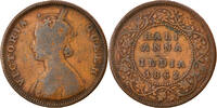 INDIA-BRITISH 1/2 Anna Coin, Victoria, Bombay, Copper, KM:468 -