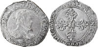 France 1/2 Franc au col plat Henri III, Troyes, Silver -