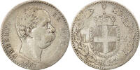 Italy 2 Lire Coin, Umberto I, Rome, Silver, KM:23 -