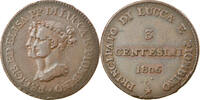 ITALIAN STATES 3 Centesimi Coin, LUCCA, Firenze, Copper -