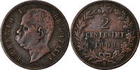 Italy 2 Centesimi Coin, Umberto I, Rome, Copper, KM:30 -