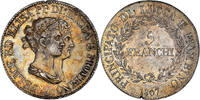 Italian States 5 Franchi Coin, ITALIAN STATES, LUCCA, Felix and Elisa, Firenze -