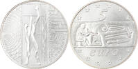 Italy 5 Euro L'Europe du travail, Rome, Silver, KM:253 -