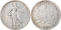 France 2 Francs Coin, Semeuse, Paris, Silver, KM:845.1 -