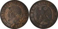 France 2 Centimes Coin, Napoleon III, Bordeaux -