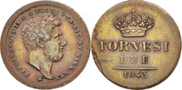 ITALIAN STATES 2 Tornesi Coin, NAPLES, Ferdinando II, Copper -