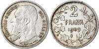 Belgium 2 Francs, 2 Frank Coin, Silver, KM:59 -