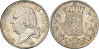 France 5 Francs Coin, Louis XVIII, La Rochelle, Silver -
