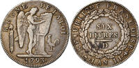 France ECU, 6 Livres Coin, Convention, Génie, Lyon, Silver -