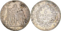 France 5 Francs Coin, Union et Force, Paris, Silver -