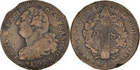 France 2 Sols Coin, Louis XVI, 2 sols français, Strasbourg -