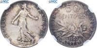 France 50 Centimes Semeuse, Paris, Silver, NGC, Gadoury:420 -
