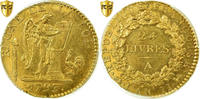 France 24 Livres Paris, Convention, Gold, PCGS, Gadoury:62 -
