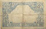 FRANCE 5 Francs BLEU 1915 F