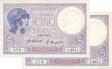 FRANCE 5 Francs FEMME CASQUÉE Consécutifs FRANCE 5 Francs FEMME CASQUÉE Consécutifs 1921 AU+ -