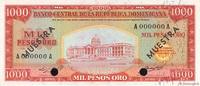 DOMINICAN REPUBLIC 1000 Pesos Oro Spécimen DOMINICAN REPUBLIC 1000 Pesos Oro Spécimen 1964 UNC- -