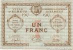FRANCE regionalism and miscellaneous 1 Franc FRANCE regionalism and miscellaneous 1 Franc 1917 VF+ -