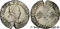 FRANCE Demi-franc au col plat HENRY III Paris 1586 (27,5mm, 6,96g, 12h) -