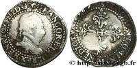FRANCE Demi-franc au col plat HENRY III Rouen 1587 (28mm, 7,01g, 5h) -