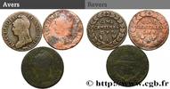 FRANCE Lot de 3 Cinq centimes Dupré, grand module DIRECTOIRE s.l. n.d. (28mm, -g, 6h) -
