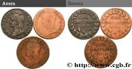 FRANCE Lot de 3 Cinq centimes Dupré, grand module DIRECTOIRE s.l. n.d. (28mm, -g, 6h) -