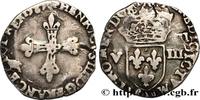 FRANCE Huitième d'écu, croix de face HENRY III Rennes 1587 (25,5mm, 4,18g, 9h) -