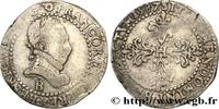 FRANCE Demi-franc au col plat HENRY III Rouen 1587 (27,5mm, 6,97g, 6h) -