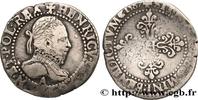 FRANCE Demi-franc au col gaufré HENRY III Paris 1587 (28mm, 6,64g, 4h) -