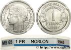 FRANCE 1 franc Morlon, légère PROVISIONAL GOVERNEMENT OF THE FRENCH REPUBLIC 1945 (23mm, 1,32g, 6h) -