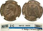 FRANCE Deux centimes Napoléon III, tête nue SECOND EMPIRE Bordeaux 1855 (20mm, 2,26g, 6h) -