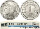 FRANCE 1 franc Morlon, légère PROVISIONAL GOVERNEMENT OF THE FRENCH REPUBLIC 1945 (23mm, 1,28g, 6h) -