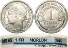 FRANCE 1 franc Morlon, légère PROVISIONAL GOVERNEMENT OF THE FRENCH REPUBLIC 1945 (23mm, 1,3g, 6h) -