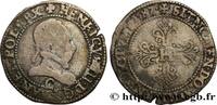 FRANCE Demi-franc au col plat HENRY III Saint-Lô 1587 (29,5mm, 6,80g, 3h) -