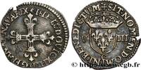 FRANCE Huitième d'écu, à la croix fleurdelisée, titulatur LOUIS XIII Saint-Lô 1612 (24,5mm, 4,70g, 1h) -