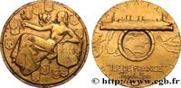 FRANCE Médaille, Compagnie Transatlantique, Île-de-France QUATRIÈME RÉPUBLIQUE - Transports 75 - Paris 1949 (53,5mm, 78,30g, 12h) -