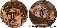 FRANCE Médaille, Charles Cros LITTÉRATURE : ÉCRIVAINS/ÉCRIVAINES - POÈTES Monnaie de Paris 1977 (68,5mm, 184,26g, 12h) -