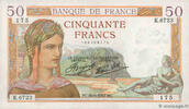 FRANCE 50 Francs CÉRÈS modifié FRANCE 50 Francs CÉRÈS modifié 1937 AU- -
