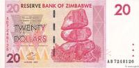 ZIMBABWE 20 Dollars ZIMBABWE 20 Dollars 2007 UNC- -