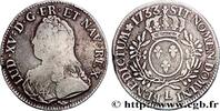 FRANCE Écu aux branches d'olivier, buste habillé LOUIS XV THE BELOVED Bayonne 1733 (41,5mm, 28,84g, 6h) -