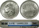 FRANCE 5 francs Lavrillier, aluminium, 9 ouvert PROVISIONAL GOVERNEMENT OF THE FRENCH REPUBLIC 1945 (31,12mm, 3,83g, 6h) -