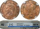 FRANCE Deux centimes Napoléon III, tête nue SECOND EMPIRE Lille 1857 (20mm, 2,18g, 6h) -