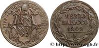 VATICAN AND PAPAL STATES 1/2 Baiocco Pie IX an IIII VATICAN AND PAPAL STATES Rome 1849 (23mm, 4,68g, 6h) -