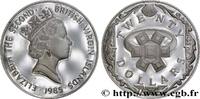 BRITISH VIRGIN ISLANDS 20 Dollars Proof Elisabeth II / bague avec émeraud BRITISH VIRGIN ISLANDS 1985 (38mm, 19g, 12h) -