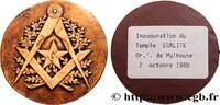 FRANCE Médaille, Inauguration du temple Egalité, Ordre de FRANC - MAÇONNERIE 1988 (67mm, 34,3g, 12h) -