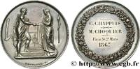 FRANCE Médaille de mariage, Couple antique AMOUR ET MARIAGE 1867 (34,5mm, 18,01g, 12h) -