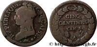 FRANCE Cinq centimes Dupré, grand module, refrappage du DIRECTOIRE Paris 1797 (28mm, 10,25g, 6h) -