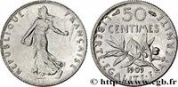 FRANCE 50 centimes Semeuse III REPUBLIC 1909 (18mm, 2,49g, 6h) -