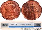 FRANCE 10 centimes Daniel-Dupuis III REPUBLIC 1912 (30,30mm, 10,13g, 6h) -
