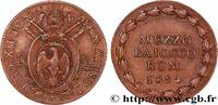 VATICAN AND PAPAL STATES 1/2 Baiocco VATICAN AND PAPAL STATES Bologne 1824 (25,6mm, 5,84g, 12h) -