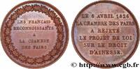 FRANCE Médaille, Projet de loi sur le droit d’ainesse CHARLES X 1826 (33,5mm, 15,34g, 12h) -